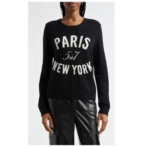 Cinq à Sept Paris New York Wool Blend Graphic Sweater Size Medium